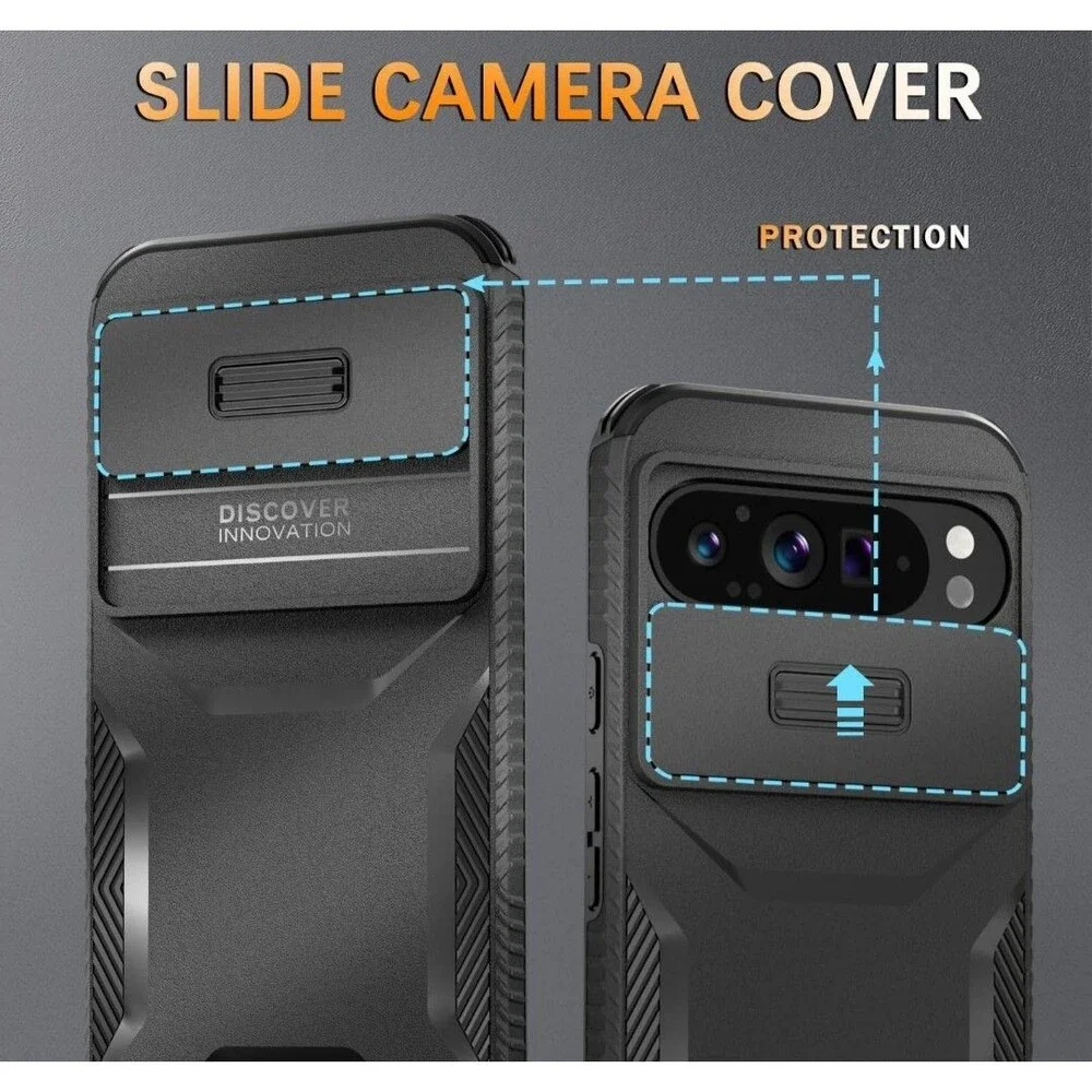 4Count Google Pixel 9 Pro XL Case +Screen Protector Military Camera Cover Black